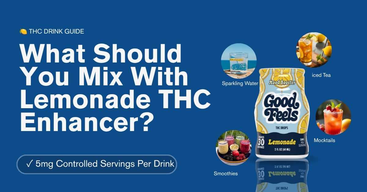 Lemonade THC enhancer with sparkling water, tea, mocktails, and smoothie mixers