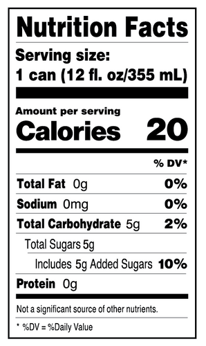 Good Feels Pear Ginger Infused Seltzer nutrition label with pear and ginger graphics.