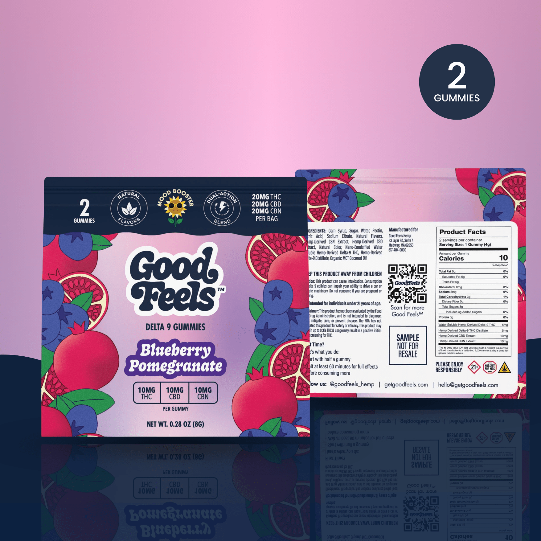 Blueberry Pomegranate Gummies 2 - pack Sample - Good Feels