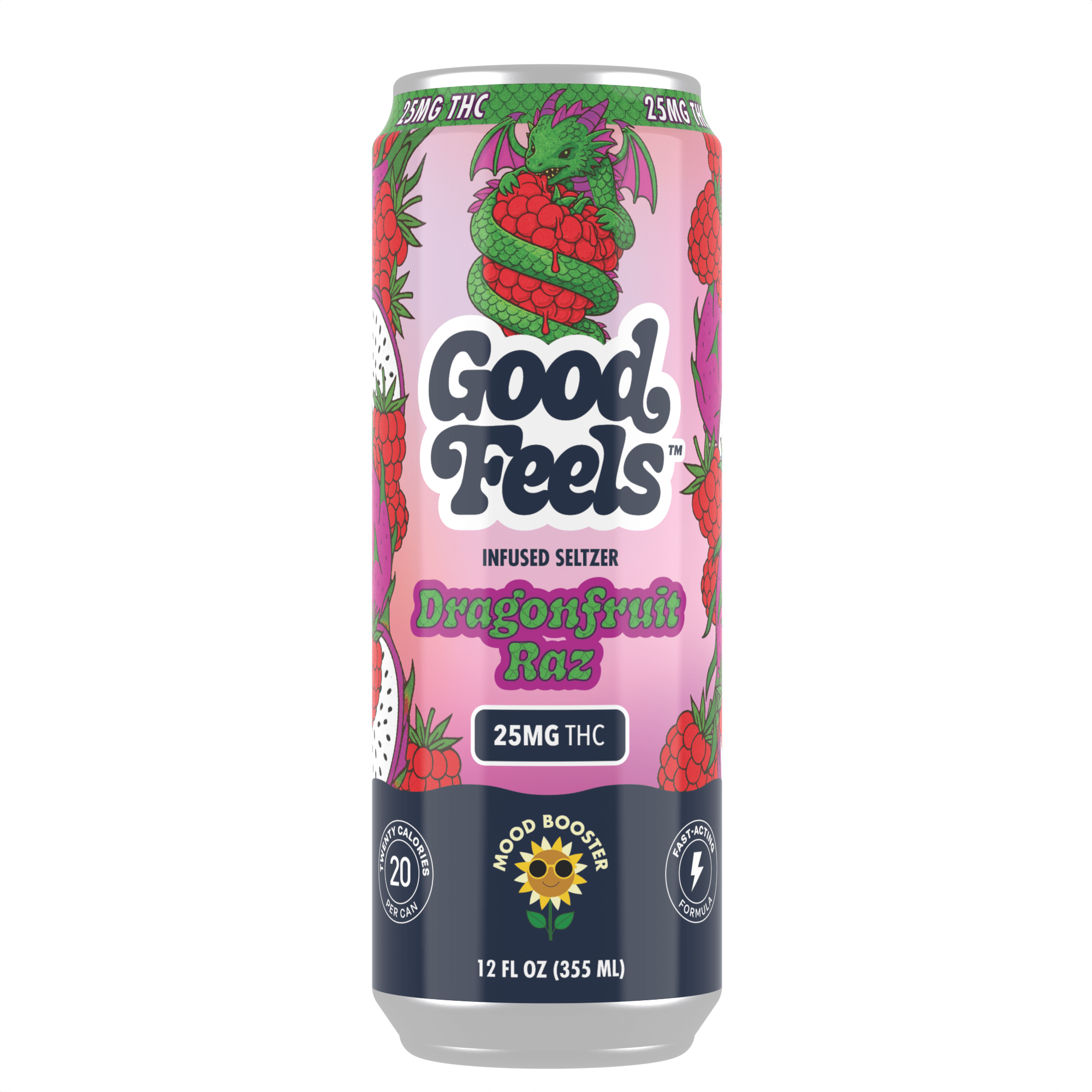 Good Feels Dragonfruit Raz THC Seltzer | 25MG THC Drink