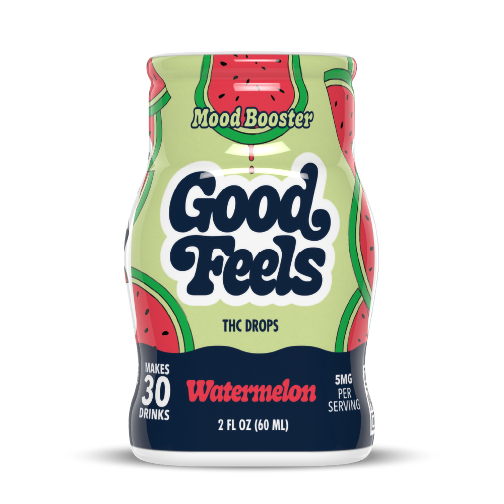 Good Feels Watermelon THC Drops beverage enhancer bottle