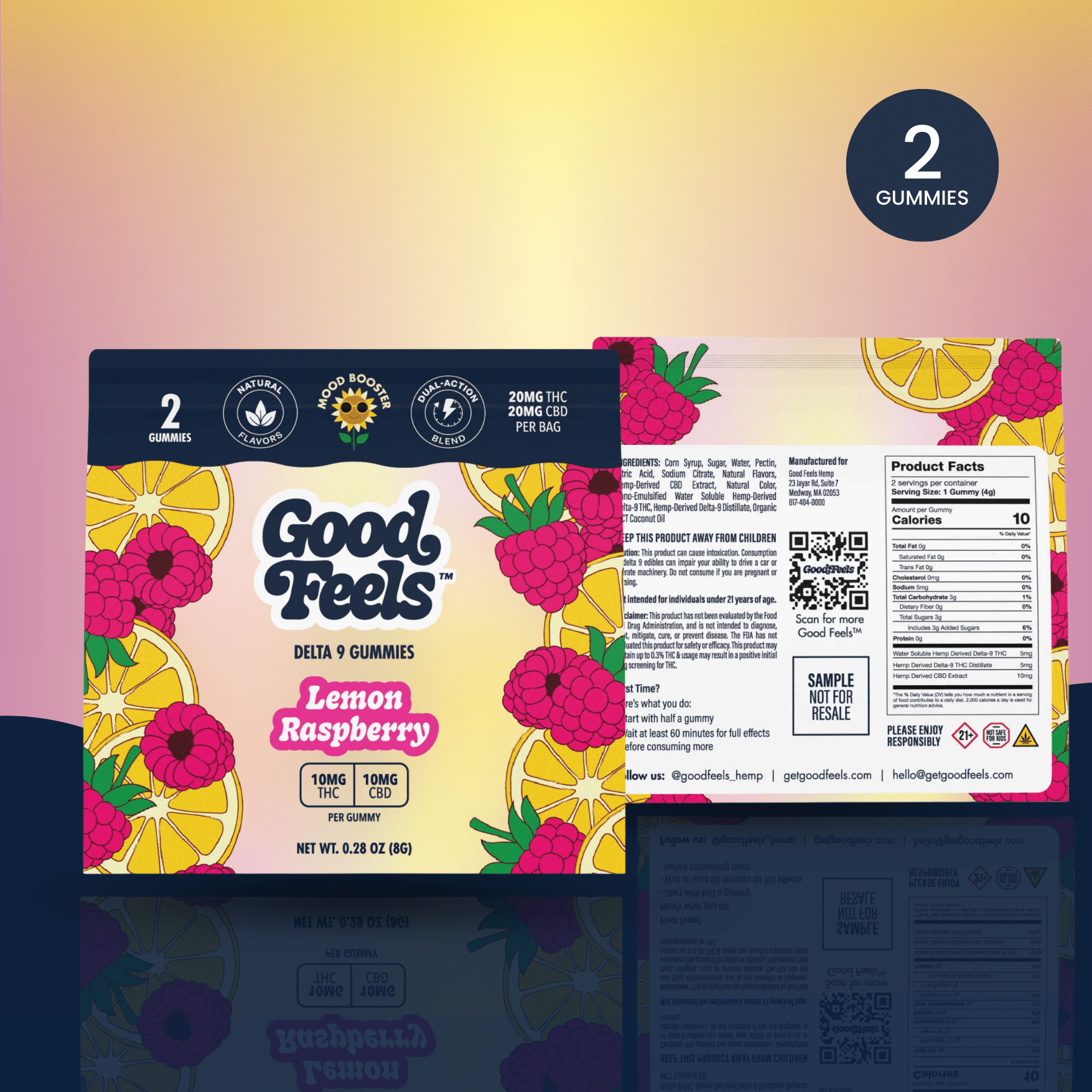 Lemon Raspberry Gummies 2 - pack Sample - Good Feels