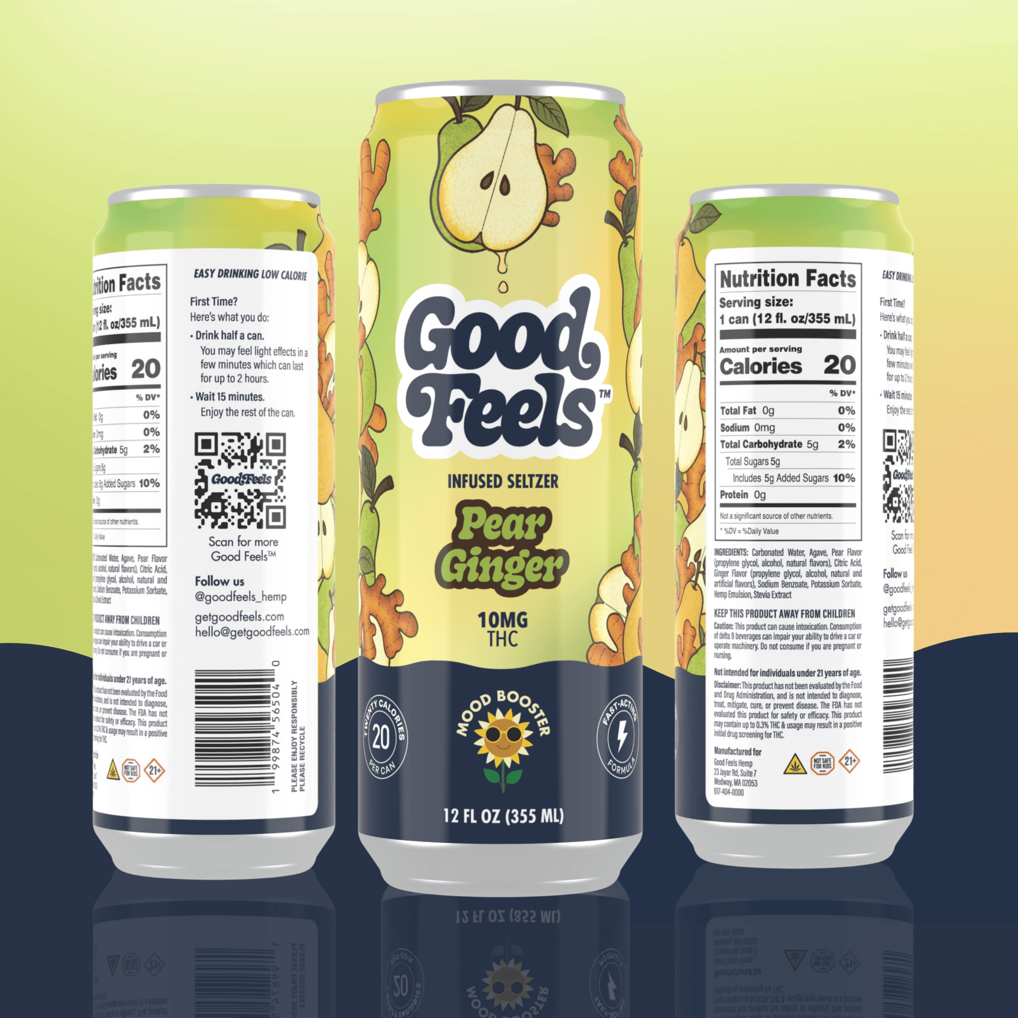 Pear Ginger 10mg THC Seltzer - Good Feels