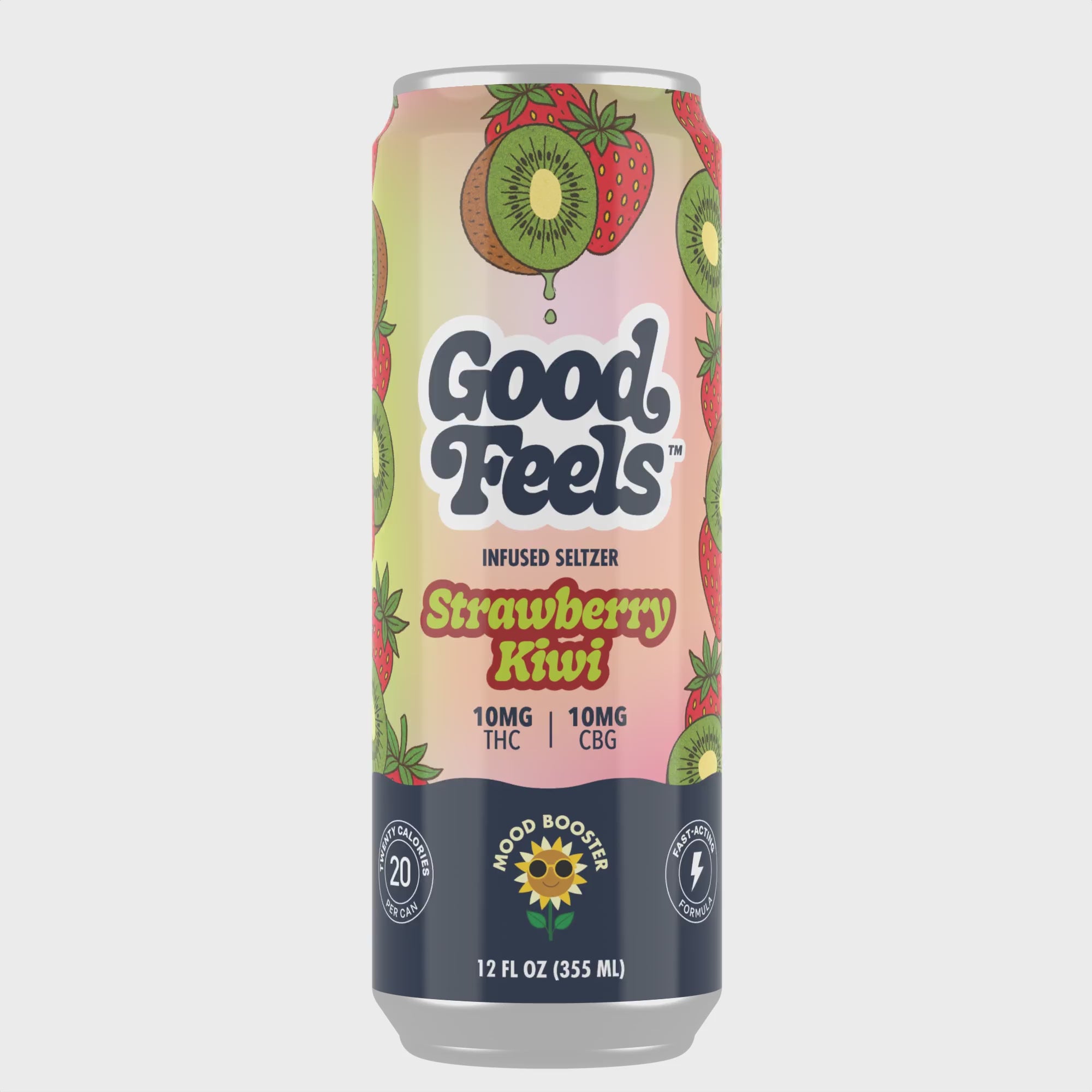 360 video of Good Feels Strawberry Kiwi Infused Seltzer