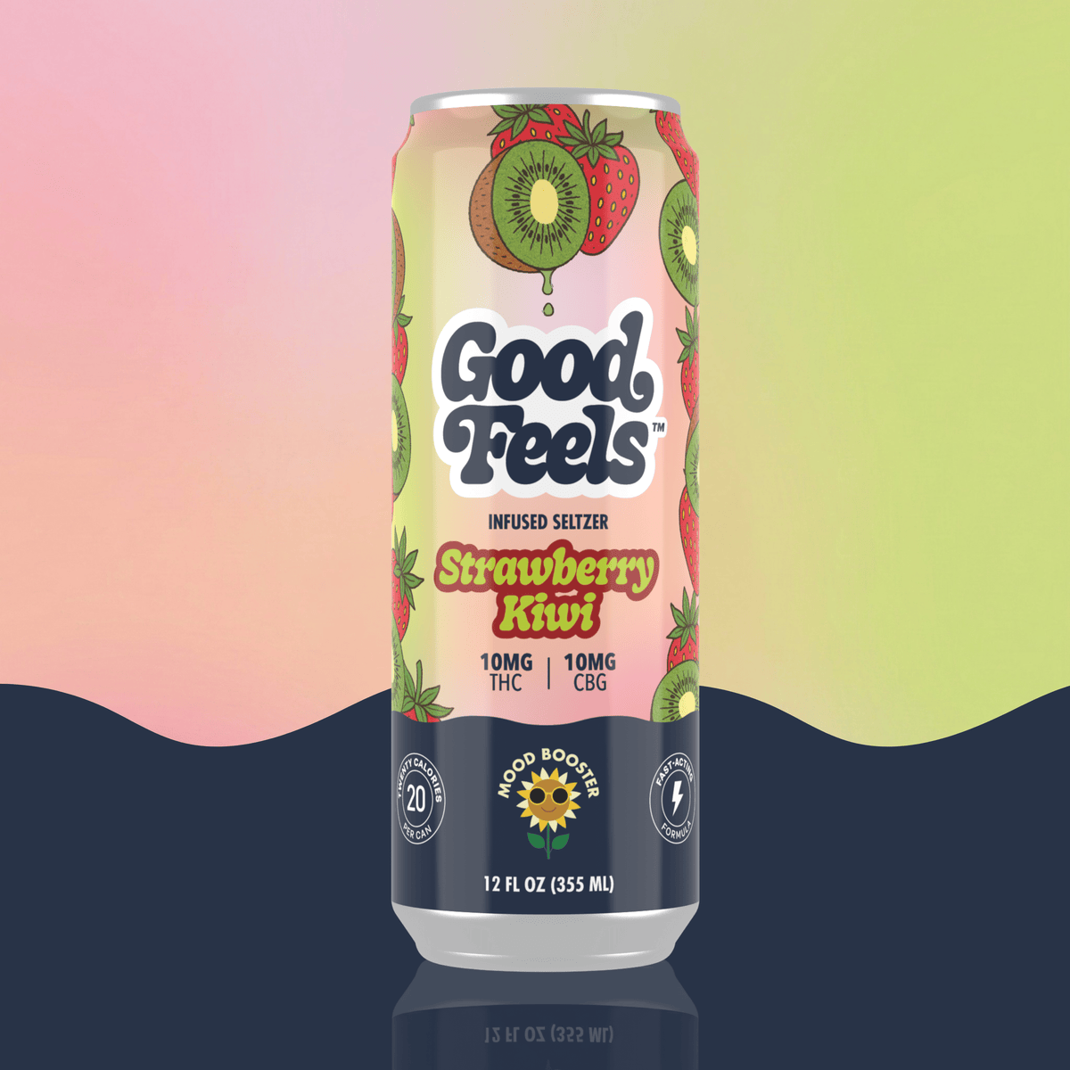Strawberry Kiwi 10mg THC + CBG Seltzer - Good Feels