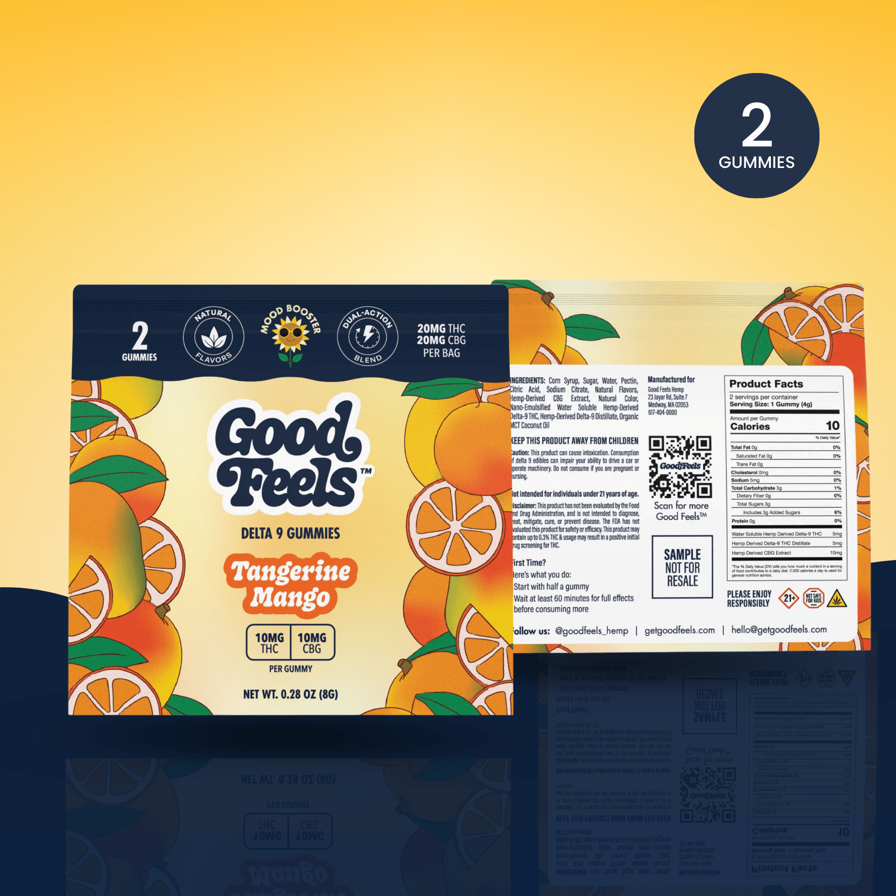 Tangerine Mango Gummies 2 - pack Sample - Good Feels